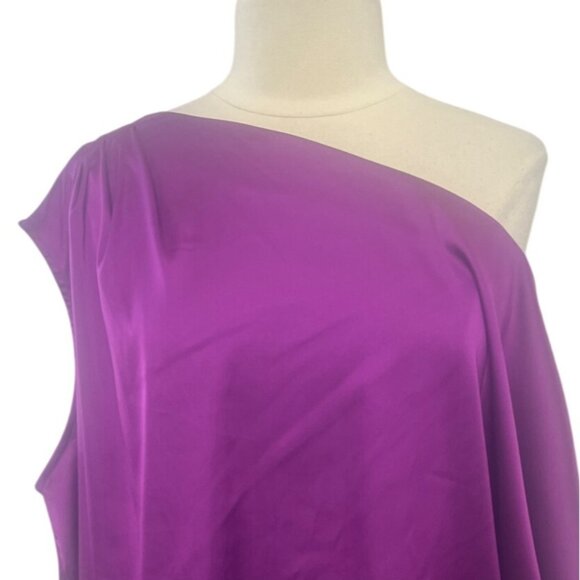 Bold Elements One Shoulder Shirt Womens 2X Purple New Silky - Picture 3 of 8